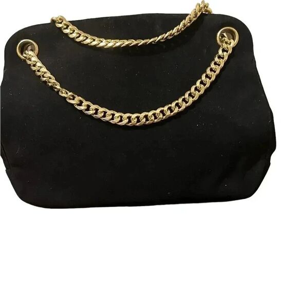 Coblentz Original Vintage Black Perma Suede‎ Handbag with Gold Chain Handbag - Picture 1 of 9